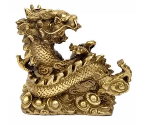 

Chinese FengShui Pure Bronze Auspicious Dragon Loong On Gourd Cucurbit Statue