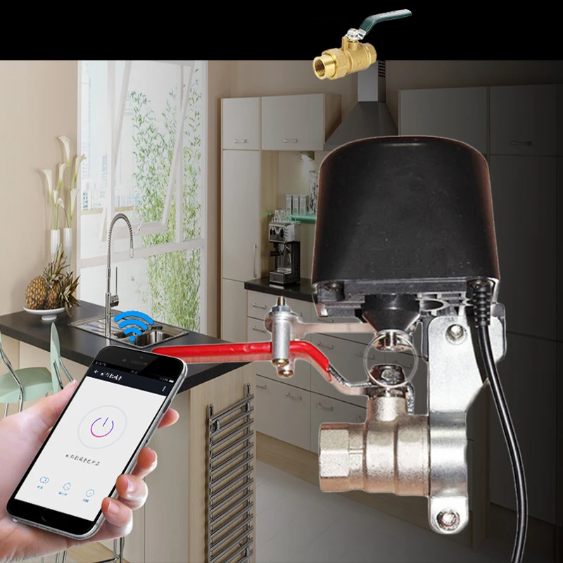 

Smart WIFI Water Valve Smart Home Automation System Valve gas water control 12V 1A work with Alexa and Google home