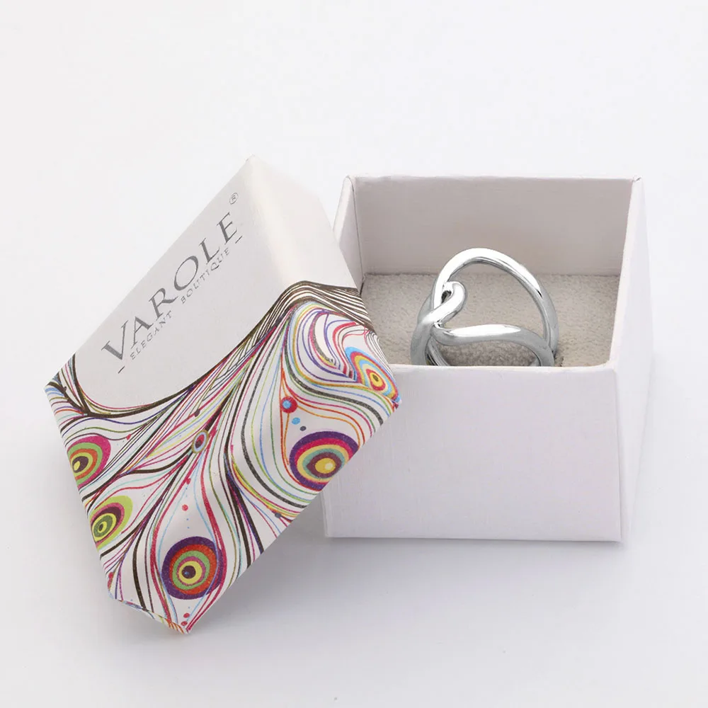 VAROLE Высокое качество двойной линии крест Золото Цвет обручальные кольца для женщин Серебряное кольцо Anel ювелирные изделия с розничной упаковки подарок - Цвет основного камня: Silver Color
