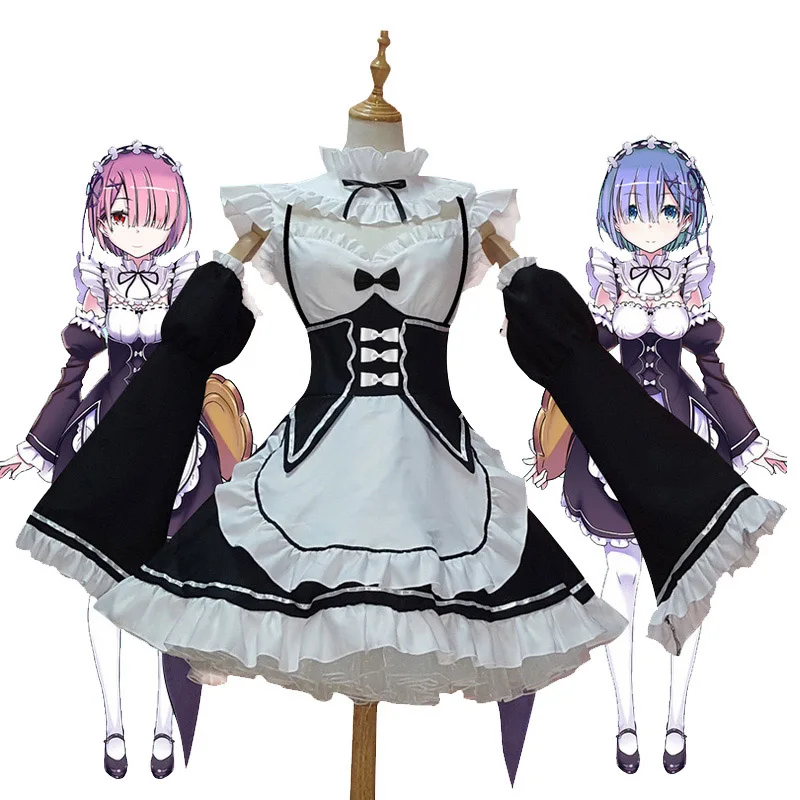 Coshome Rezero Cosplay Dress Costume Ram Rem Maid Servant Suits Halloween Costume Re Life In A Different World Clothing Set