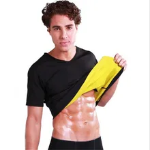 Натуральная потеря веса неопрен Детокс Горячая тренировка тела формирователь Футболка Мужчины пот больше сжигания жира талии тренер тренировки тела формирователь