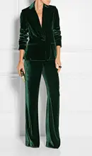 Green suits green velvet  working suit for women office