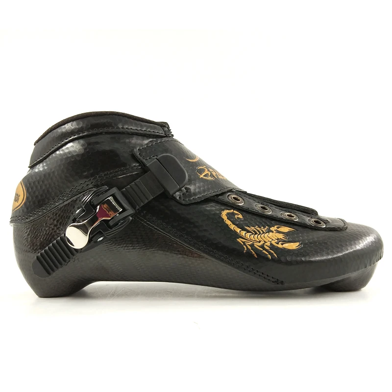 PASENDI المهنية سرعة حذاء تزلج بعجلات الأحذية بالغين أطفال الأسطوانة أحذية التزلج أسود أحمر تزلج ألياف الكربون