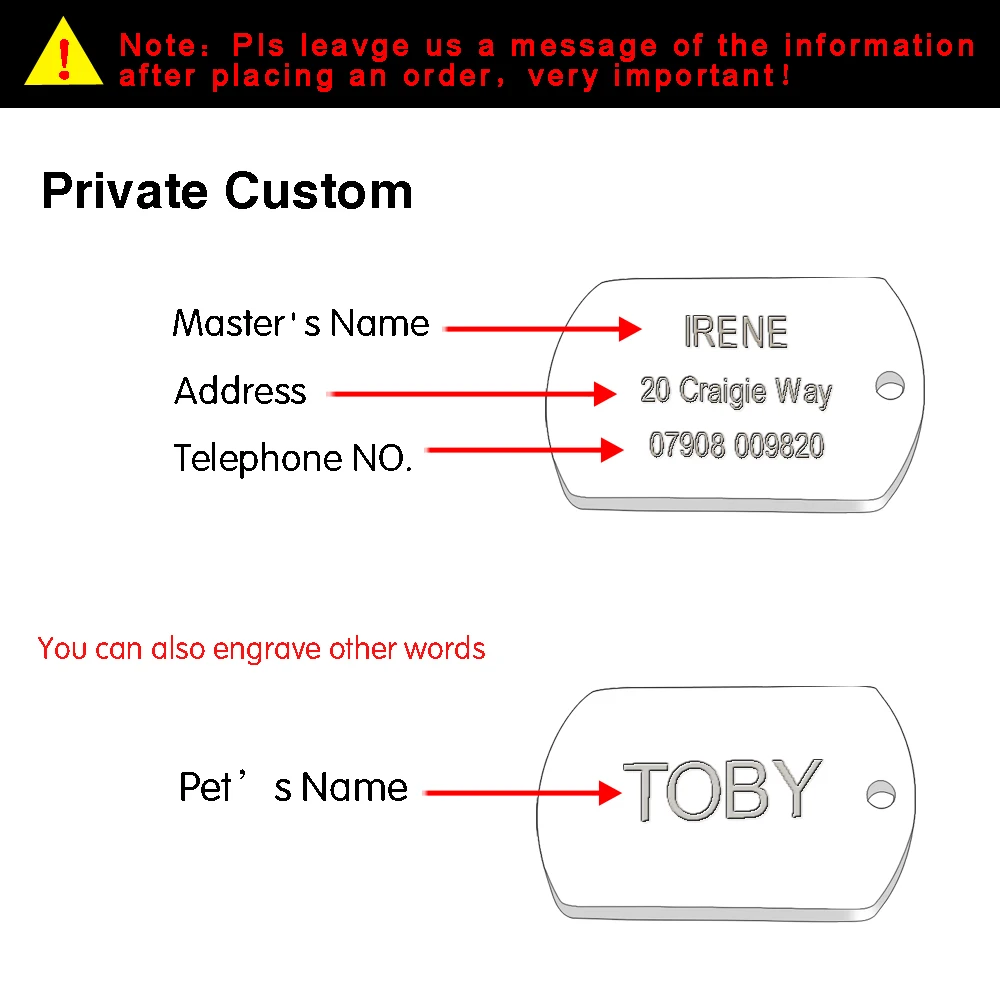 Pet ID Tags Military Dog ID Tag Stainless Steel Personalized Free Engraved Pet Name Address Phone Number 2 Size M L
