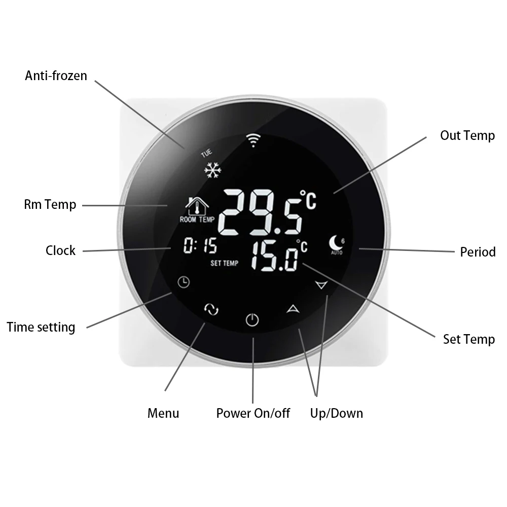 3A Wi-Fi термостат голос Smart нагрева воды термостат черный цифровой Alexa/Google домашние зимние теплые ЖК-дисплей NTC Сенсор термостат