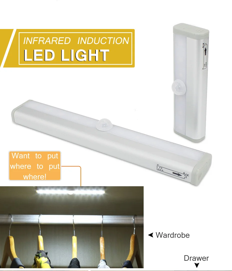  Led Cabinet Light Led Lamp For Kitchen High Quality PIR Motion Sensor Aluminum Wall Lamp Corridor C - 32894453116
