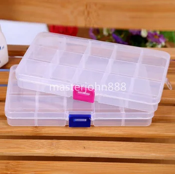 

Large Clear Transparent Plastic Case Guitar Picks Box Case Picks Holder 15 Girds Storage Container Free Shipping Wholesales