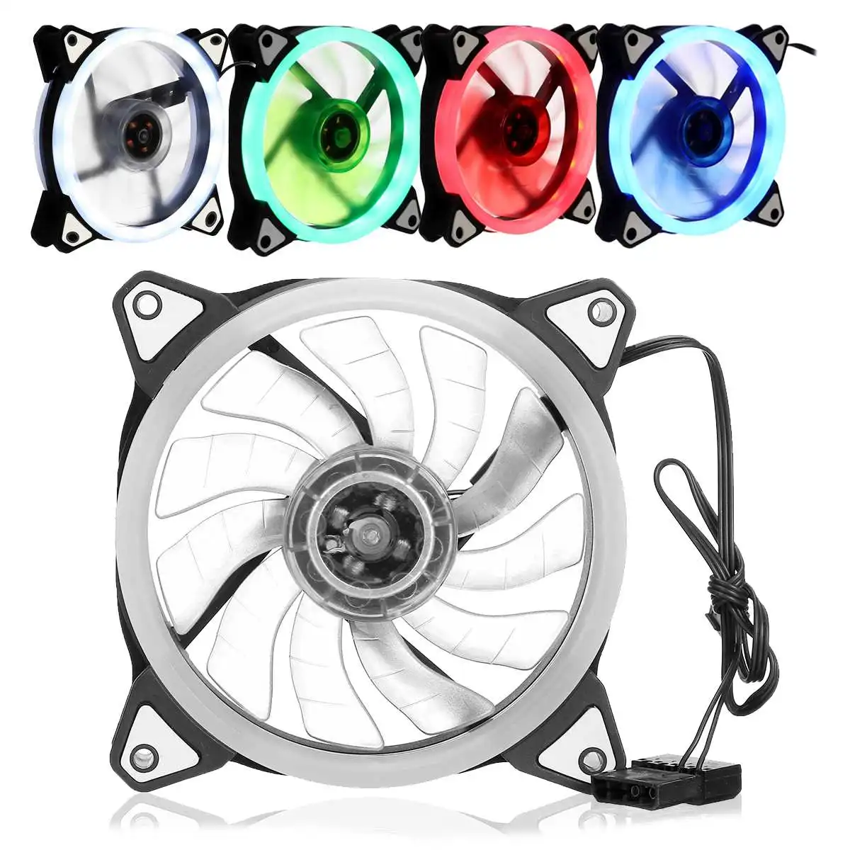 

120mm PC Computer Case Fan Cooler Cooling Heatsink Silent 4 Color Light Ring For Aurora Cooling Fan Radiator 3pin 4pin Connector