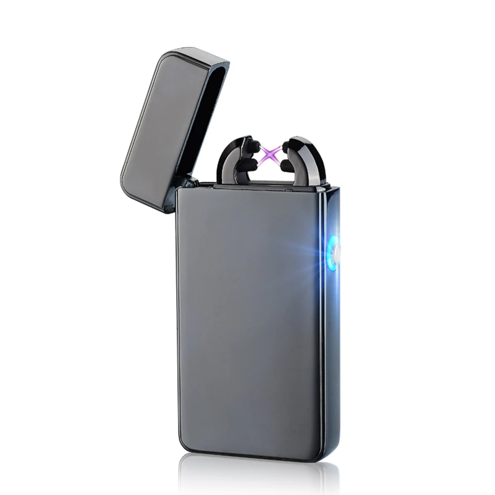 Metal Windproof Cigarette Lighter Electric Pulse Double Arc Lighter