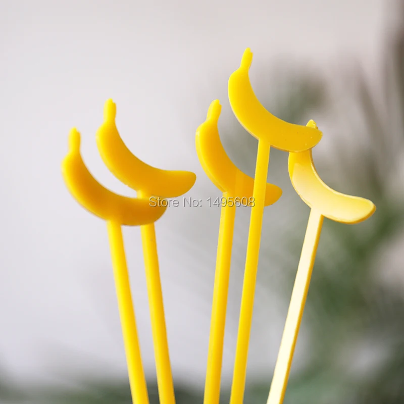 

Set Of Tropical Banana Cocktail Stirrers - Drink Stirrers - Tropical Party Decor - Party Favours - Luau Party Decor - Hawaiian P