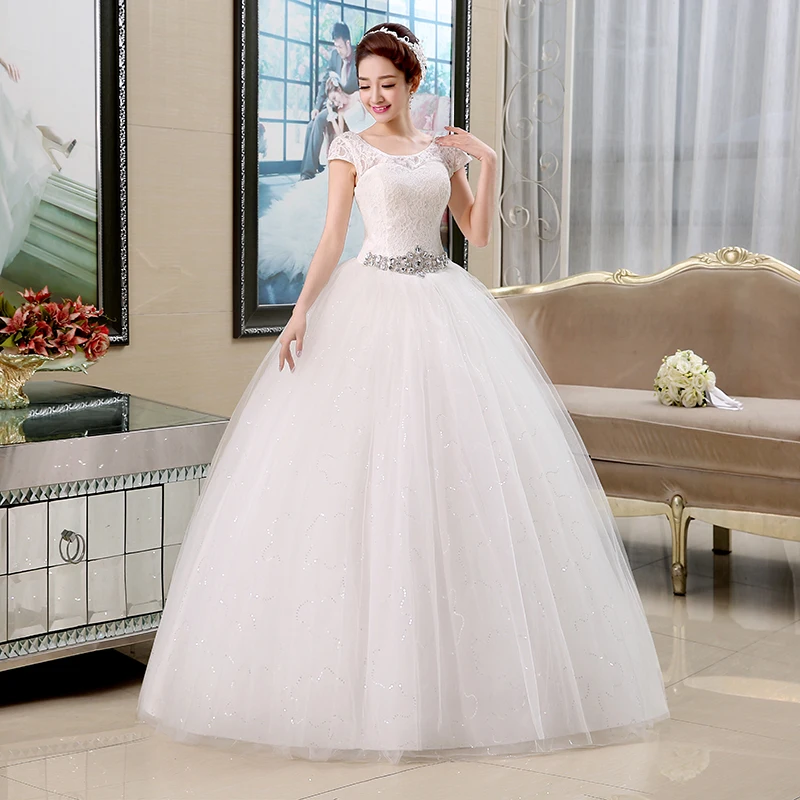 Настоящая фотография,, Vestidos De Novia, красные, белые кружевные свадебные платья с блестками на талии, недорогие свадебные платья с короткими рукавами HS138