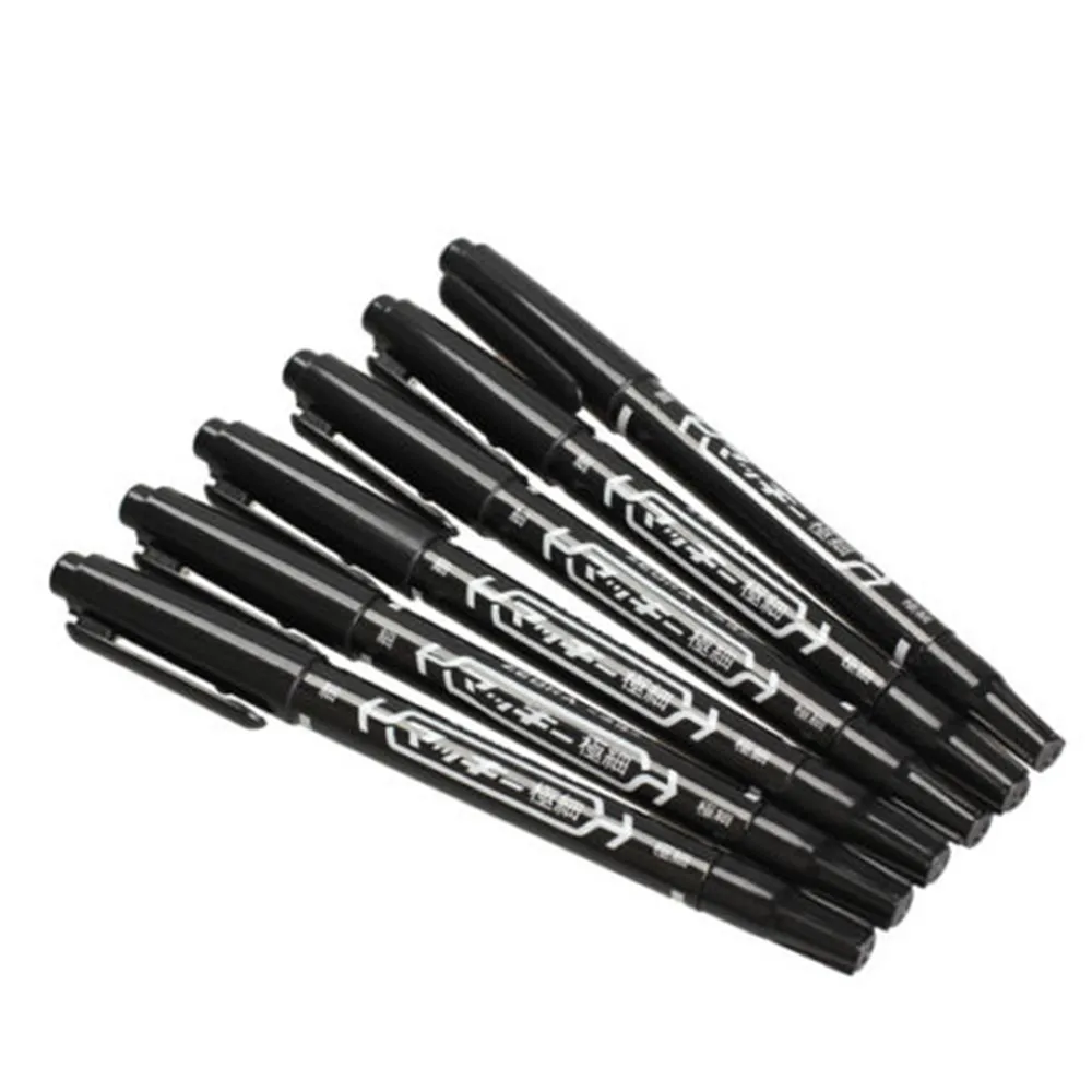 

2PCS Marker Pens Good Waterproof Ink Thin Nib Crude Nib Black Dual-Tip New Portable Fine Colour Marker Pen