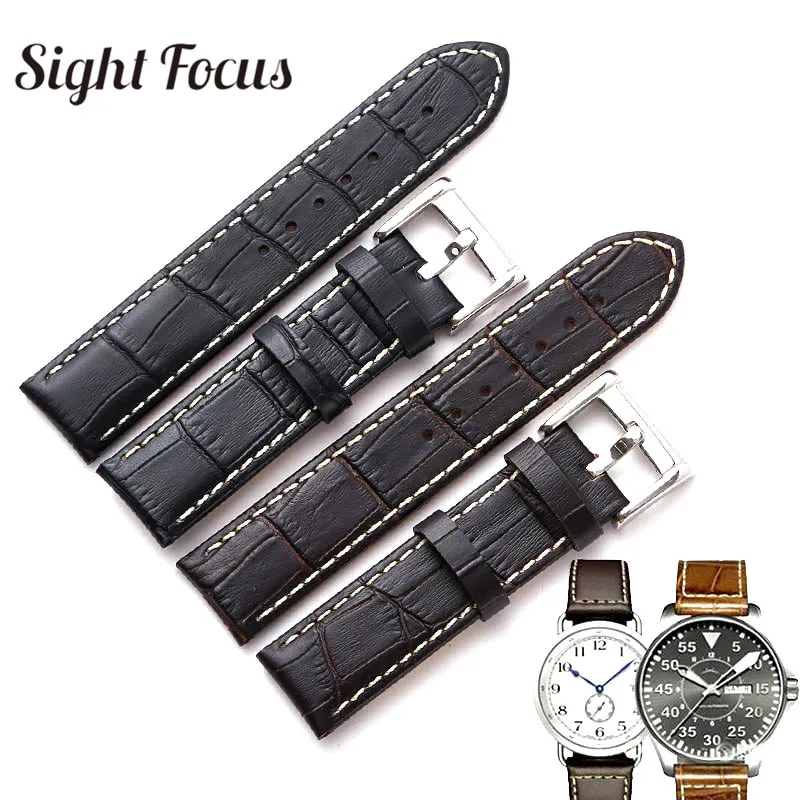 

Handcraft Leather Watch Band Vintage Brown Black for Hamilton Watch Strap Handmade Italian Bracelet for Hamilton Aviator 20 22mm
