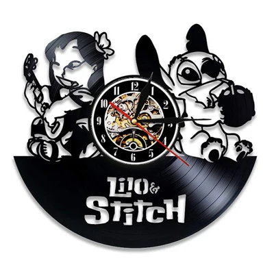 Saat Винтаж Виниловая пластинка настенные часы дизайн для спальни Kovides Lilo& Stitch часы домашний Декор подарок на день рождения для детей - Цвет: 9