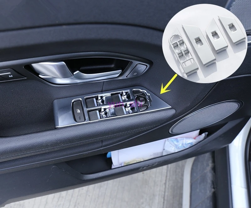 4pcs ABS Chrome Car Window Glasses Lifter Decoration Frame On Door Stickers For Landrover Range Rover Evoque 2011-17 accessories