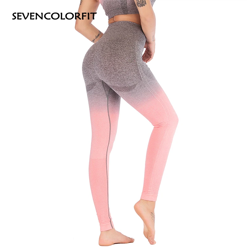 

Sevencolorfit Ombre Seamless Leggings For Fitness High Waisted 2019 New Multi Gym Running Yoga Pants Leggins Sport Women Legging