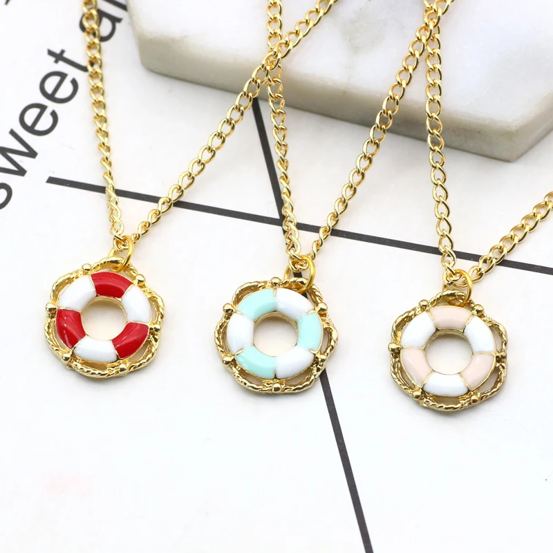 Trendy-Ocean-Journey-Lifebuoy-Pendant-Necklace-Women-Men-Enamel-Double-Color-Life-Buoy-Gold-Chain-Necklaces (2)