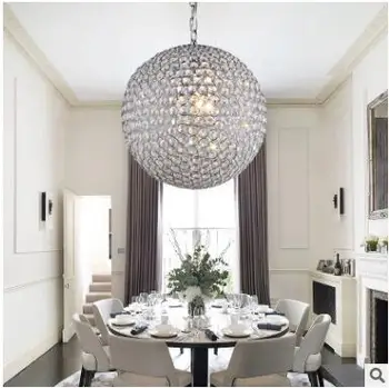 

Crystal ball chandelier dining hall lamp modern minimalist creative living room lamp round bedroom lamps bar lighting