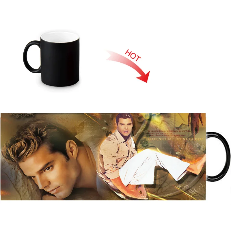 Ricky Martin Print Color Change/Changing Ceramic Mug Heat Sensitive Porcelain Mugs Coffee Tea Milk Cups | Дом и сад