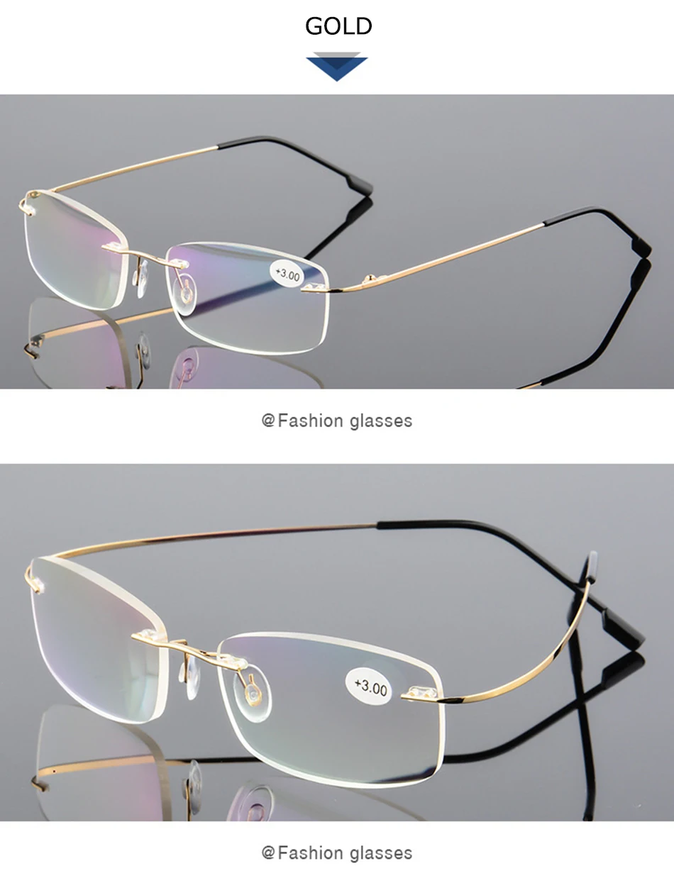 Очки для чтения, Для мужчин Для женщин ультра-светильник без оправы очки по рецепту пресбиопические очки+ 1,0+ 1,5+ 2,0+ 2,5+ 3,0+ 3,5+ 4,0 YQ229