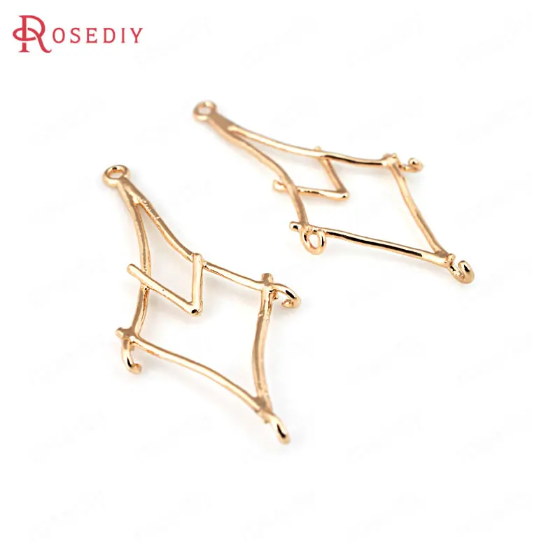 

6PCS 35x15.5MM 24K Champagne Gold Color Plated Brass Prismatic Earrings Connector High Quality Diy Jewelry Accessories