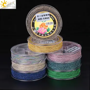 

CSJA 1 Roll Jewelry DIY Cord Imported 13 Colors Bling Gold Silver Color Wrap String 17.5M Rope Jewellery Make Weave Braid F362