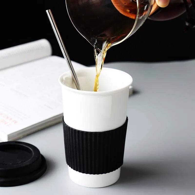 350 мл простая кофейная кружка, керамическая чашка для путешествий, кофейная кружка с силиконовой крышкой для чая и кофе, Заказная кофейная чашка