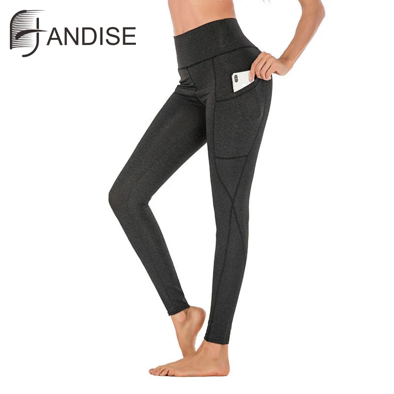 

2019 New Women Solid Patchwork Leggings High Waist Pocket Pants Slim Push Up Fitness Workout Jeggings Elastic Breathable Legging