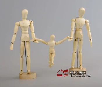 

3 pcs 30cm wooden human model family lover couple model sketch art model