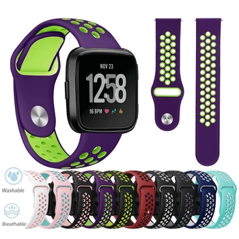 

Watch Band Breathable Silicone Sports Smart Watch Band for Fitbit Versa Dual Color Replacement Smart Watch Strap for Woem Men