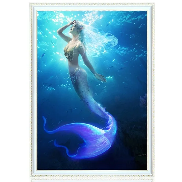 

DIY Diamond Embroidery Mermaid Girl the Water Painting Cross Stitch Full Square Drill Rhinestone Mosaic home