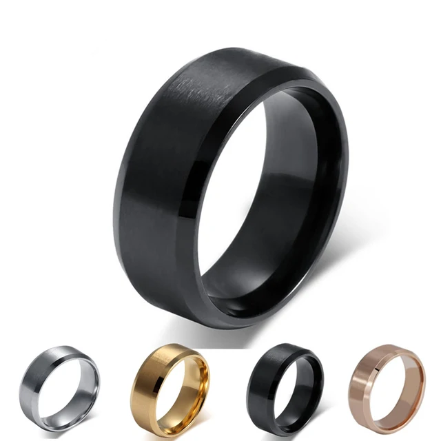 Fashion Silver Black Gold Men Ring Stainless Steel Fashion Silver Black Gold Men Ring Stainless Steel Jewelry Whole Wedding Rings Size 5