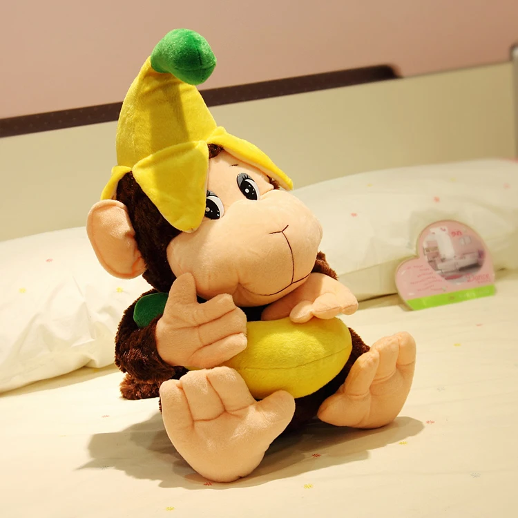 Holiday sale 60cm super cute cartoon eat bananas monkey hold pillow cloth plush animal doll