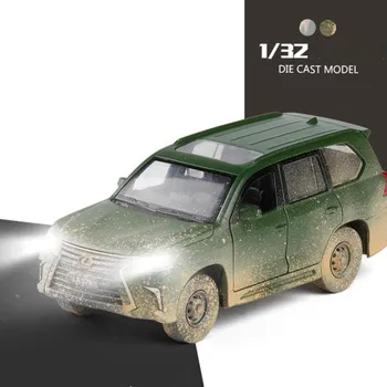 

1:32 alloy pull back car model diecast metal toy vehicles Exquisite gift sound&light LX570 Military SUV free shipping