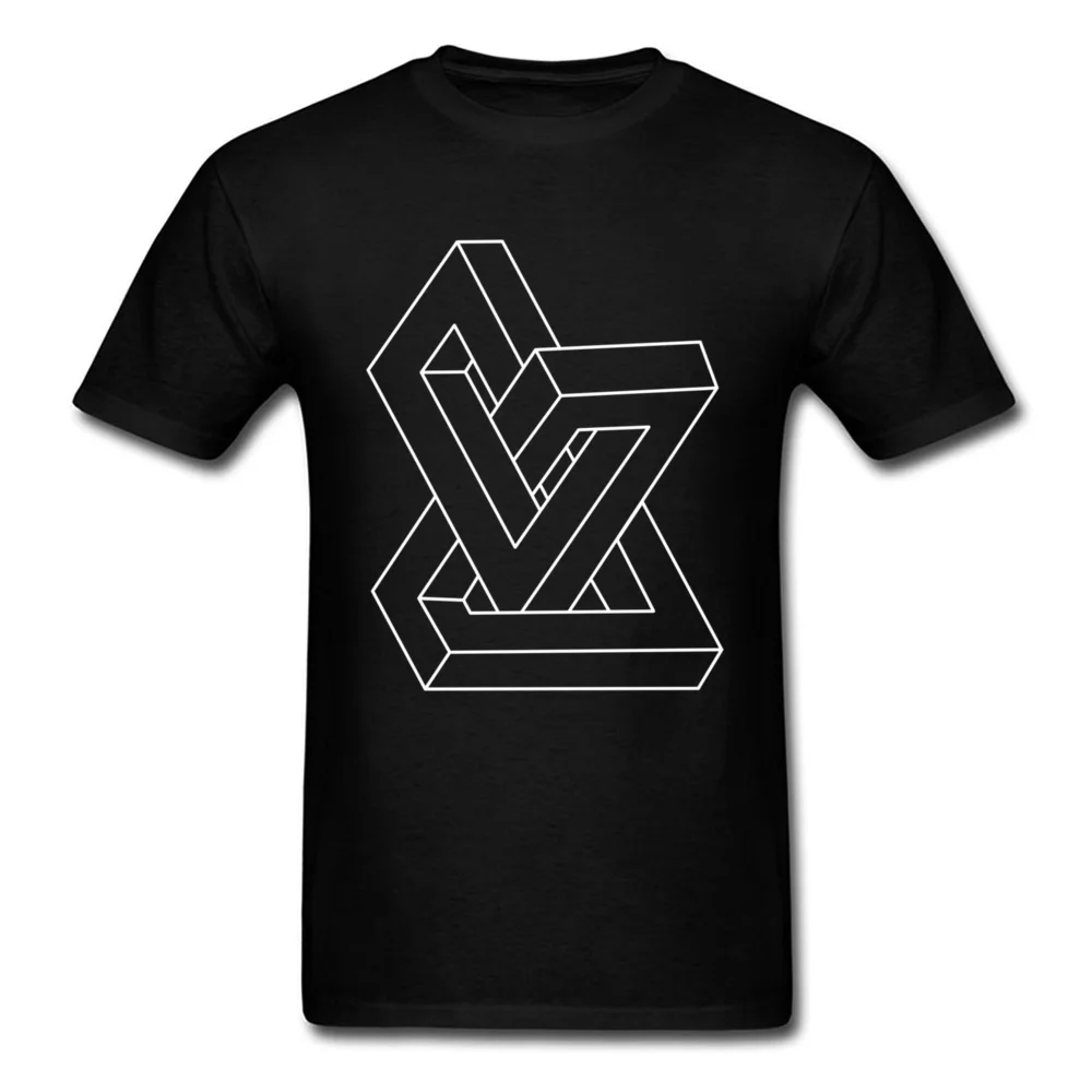 Cheap Men T-Shirt Crew Neck Short Sleeve All Cotton Design Tees Personalized Clothing Shirt Free Shipping Optical illusion Impossible figure black