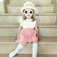 Осенне-зимнее вязаное платье для маленьких девочек, детские платья принцессы без рукавов для девочек, платье-свитер, Vestidos, яркие цвета