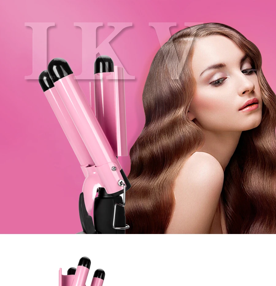Modelador de Cabelo Nova Chegada Cerâmica Triplo Barris Curling Ferro Profissional Profunda Pérola Acenando Encaracolado Ferramenta Estilo Ikv 2020 10 modelador de cabelo curling ferro profissional profunda