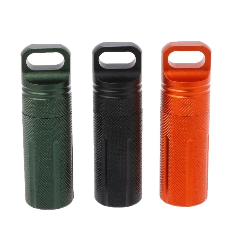 

Portable Useful Waterproof Metal Pill Box Case Bottle Holder Medicine Pill Cases Splitters 1Pc Orange,Black,Green