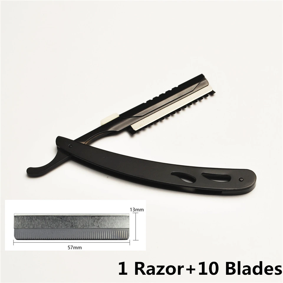 Folding Straight Edge Razor Stainless Steel Black Single Edge Shaving