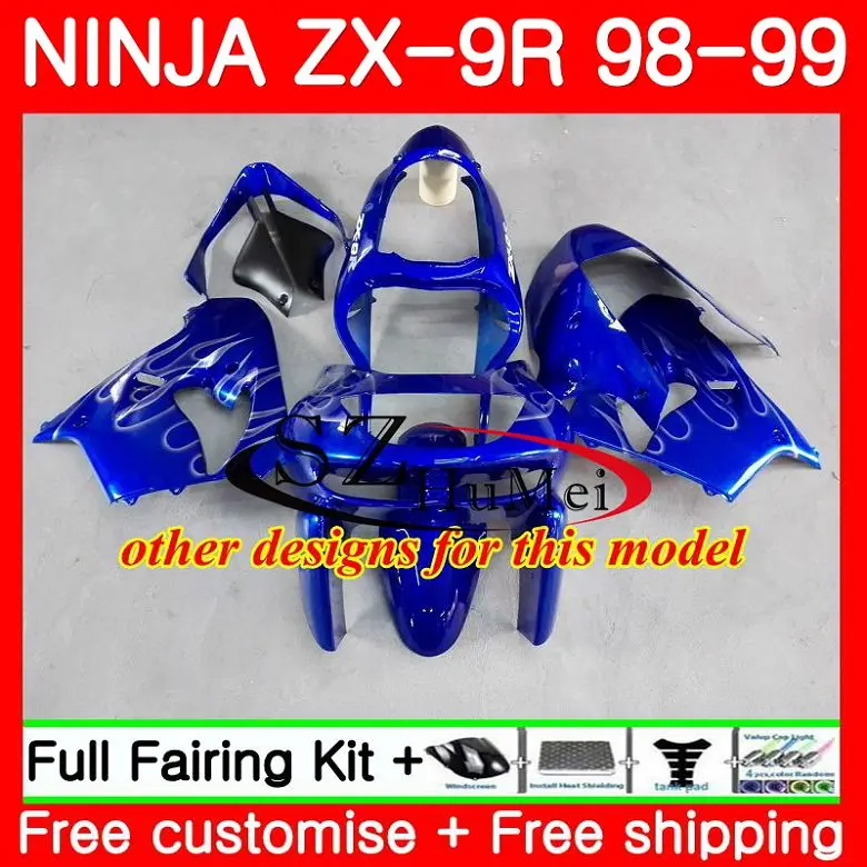 Корпус для KAWASAKI NINJA ZX900 ZX-9R 98-99 ZX 900 ZX9 R зеленый пламя 20SH15 900CC ZX 9 R ZX9R 98 99 ZX 9R 1998 1999 обтекатели комплект