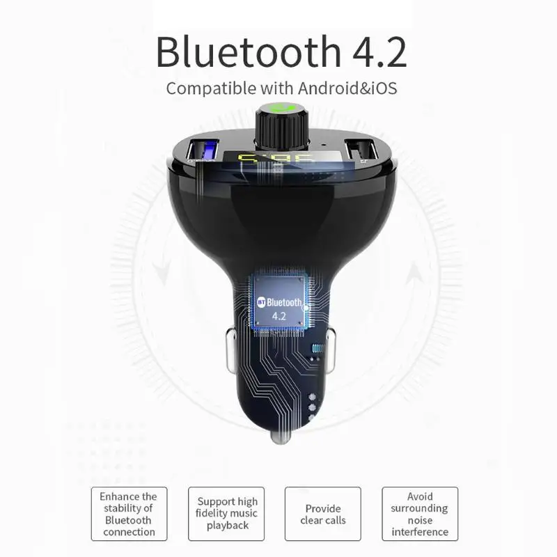 Беспроводной Bluetooth автомобильное USB зарядное устройство FM модулятор передатчик Радио адаптер Handsfree MP3 плеер подходит для большинства автомобилей