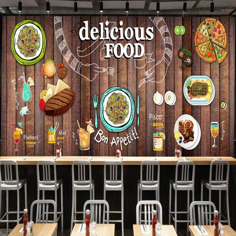 Avoir Images Dropshipping Colomac Restaurant Wallpaper Retro Wooden Pizza actualisé par