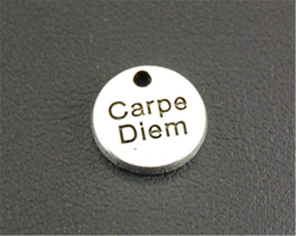 

10pcs Antique Silver carpe diem mini Round Charm jewelry findings components charms 10mm A1322