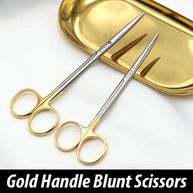 

Ophthalmic stainless steel gold handle surgical scissors cosmetic plastic surgery instrument double eyelid tool 12.5/14.16cm