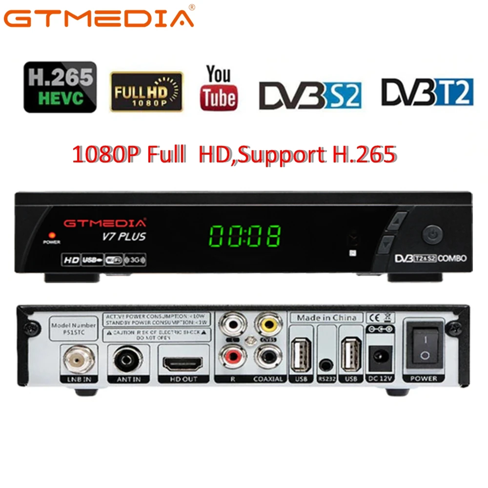 Cheap DVB T2 Tuner Receiver GTmedia V7 Plus HDMI HD 1080P Satellite Decoder TV Box TV Tuner DVB T2 USB2.0 Built in Russian Language