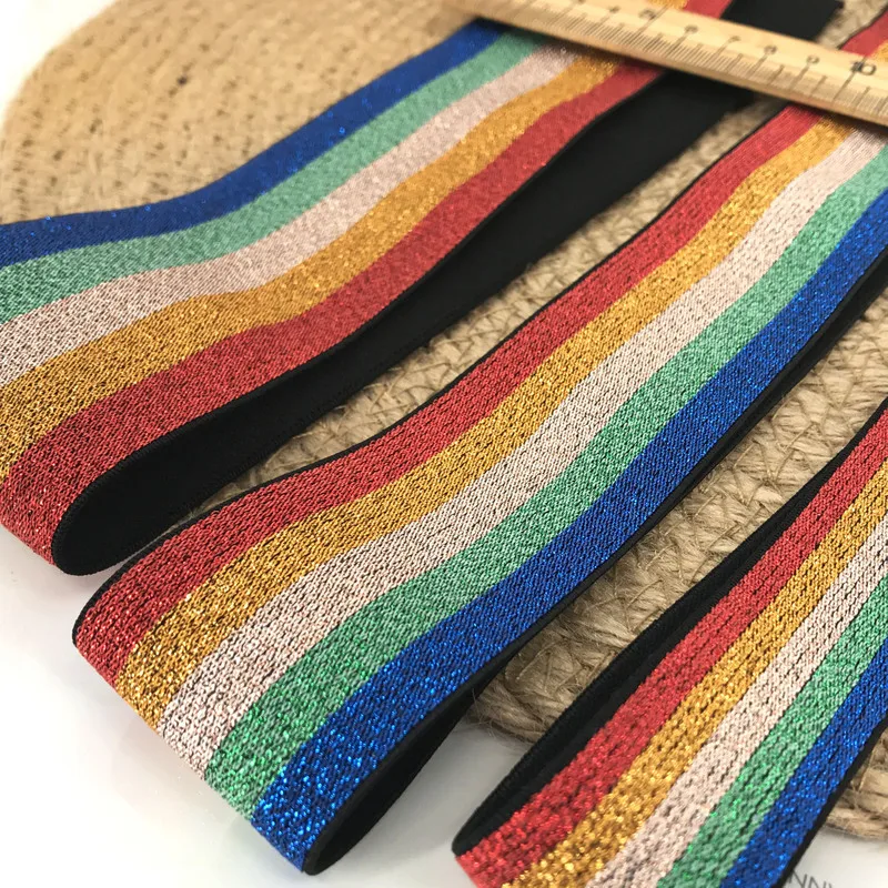 

Rainbow color thick rubber band elastic rope high quality flat rubber stretch elastic cord garment trousers sewing accessories