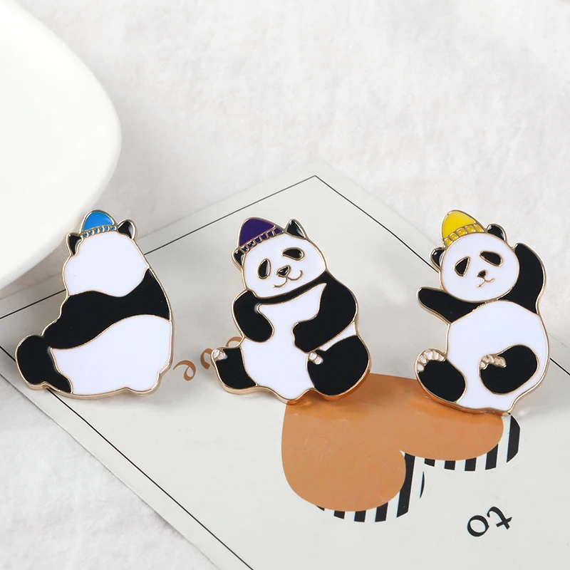 #*Cheap Panda pins Chinese National Treasure Animal Brooches Badges Cute Form Enamel Backpack pins For Panda Fans Gift Jewelry wholesale