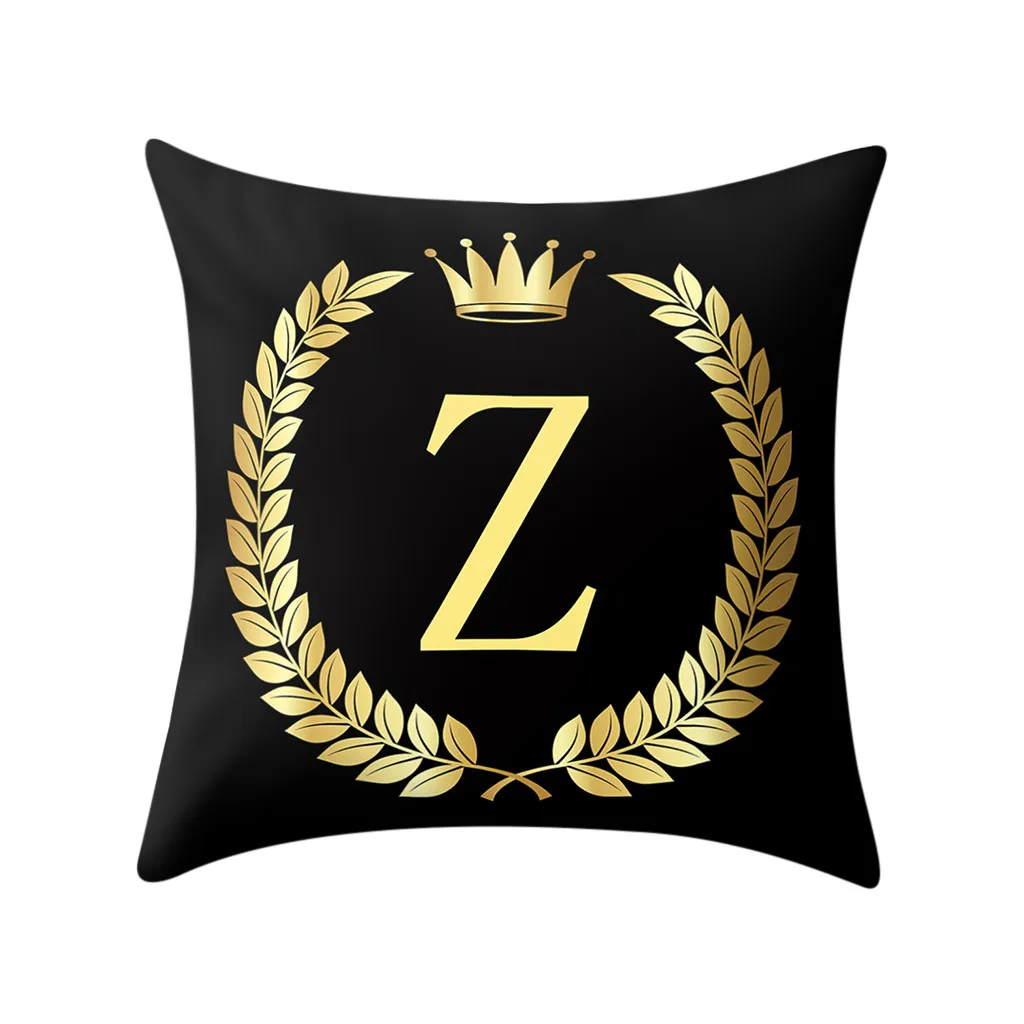 

2019 Throw Pillow Cover Black and Gold Letter Pillowcases Sofa Cushion Cover Home Decor Housse de Coussin Cojines Pillow Case