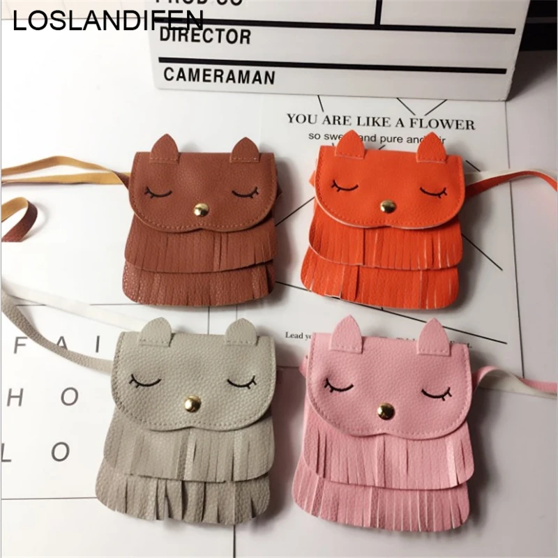 Cute Baby Girls Tassel Purse Handbag Children Kids Crossbody Shoulder