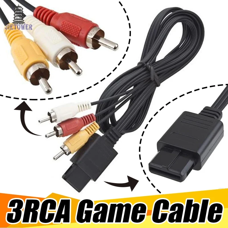 

Good QTY RCA 3rca to n64 64 AV Audio Video Adapter game Cable Cord for SNES Super NES Nintendo N64 for SFC 2 Audio 100pcs/lot